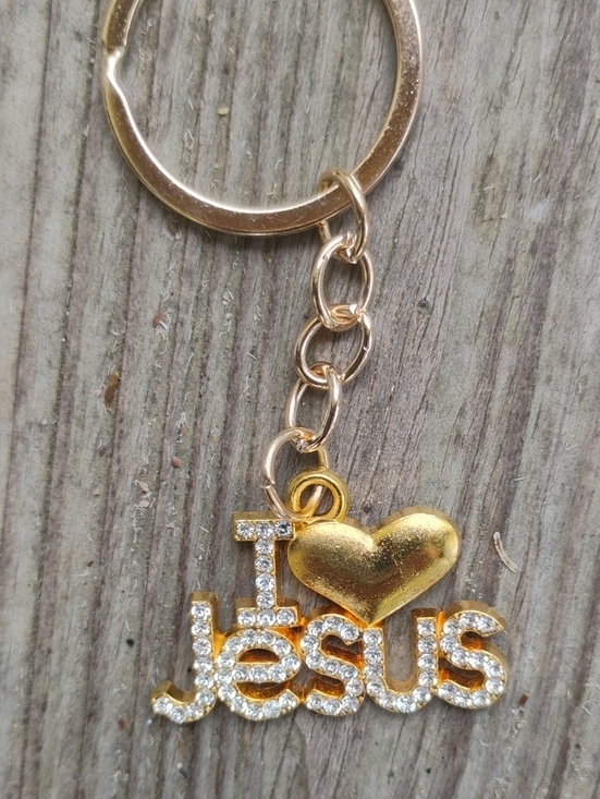 Handbags - Buy It Now Gold tone I love Jesus keychain